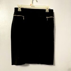 Joe B Black Pencil Skirt with Silver Zipper Details